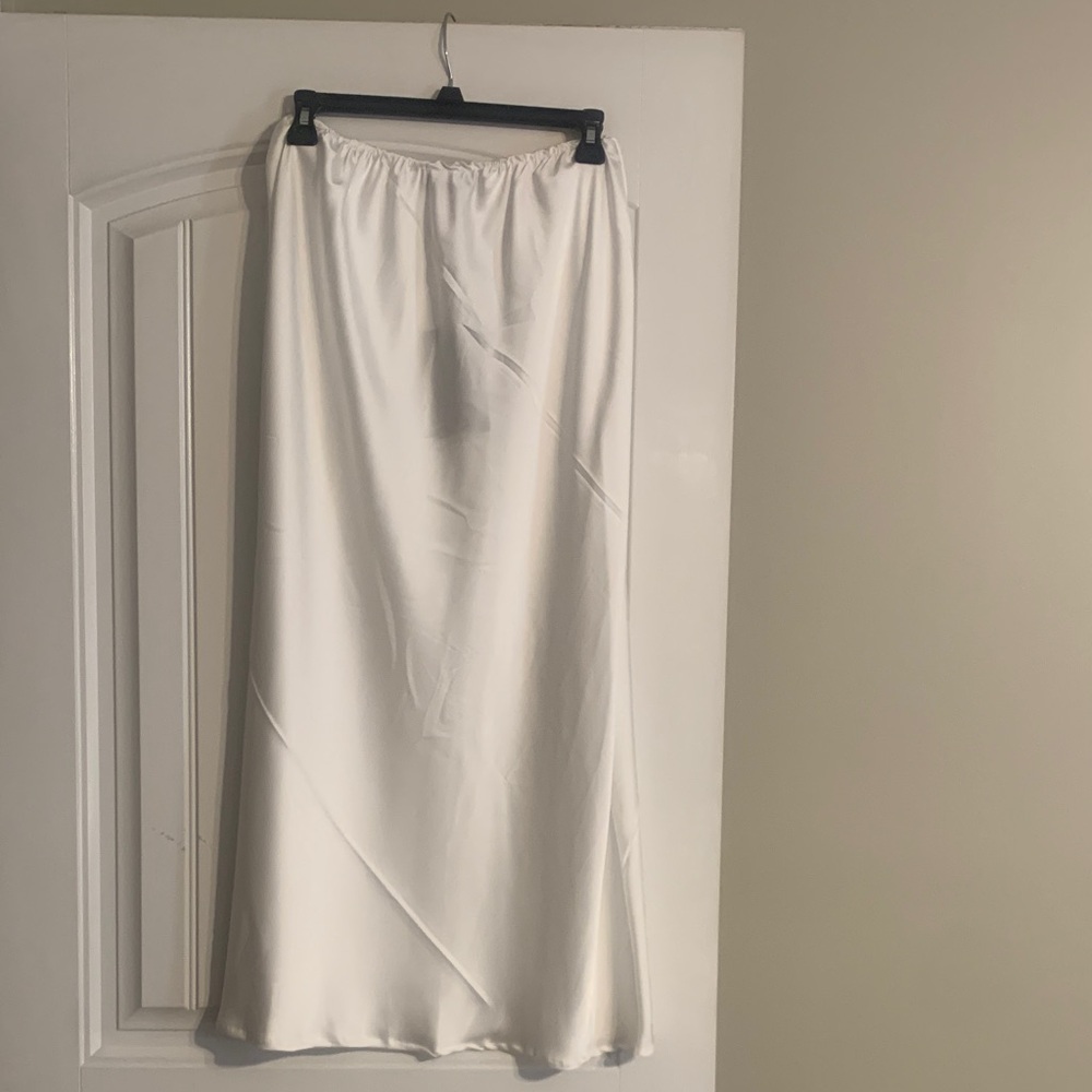 White Satin Midi Skirt